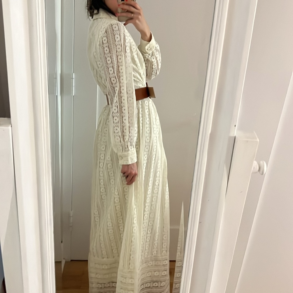 Vintage off white lace button up maxi dress - Picture 3 of 10